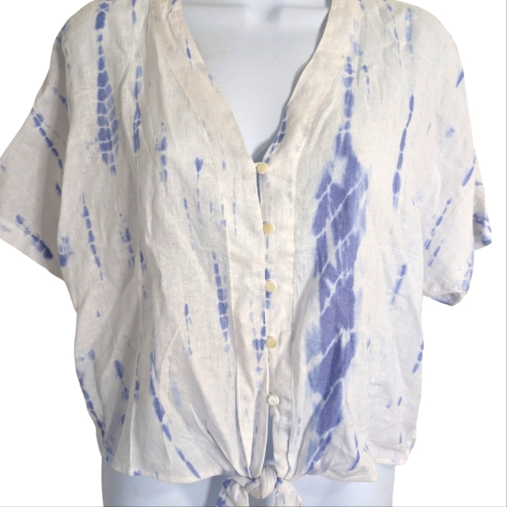 Rails Thea Tie-Hem Linen Blouse...Size Xs - image 4